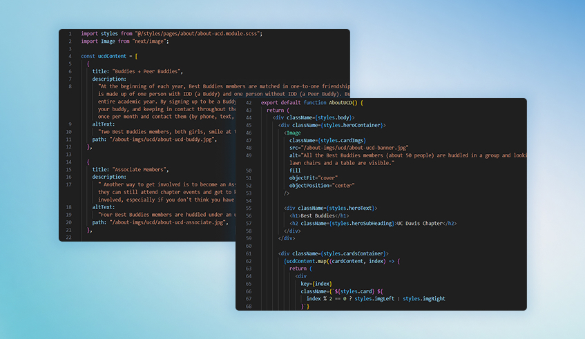 Two overlapping images of code