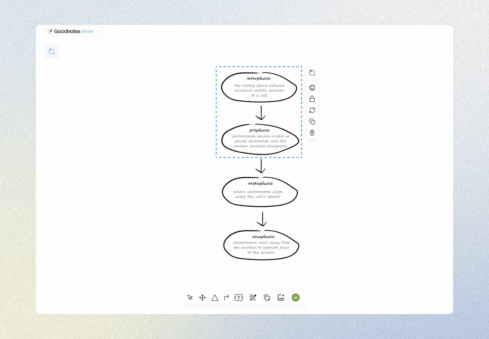 GIF showing a user selecting a diagram node and editing it directly on the canvas using the Quick Edit tool.